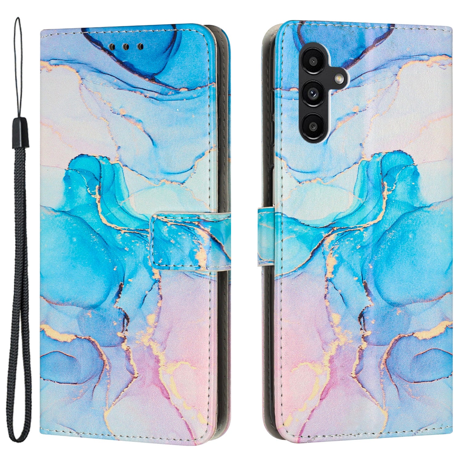 For Samsung Galaxy A24 4G Phone Wallet Case Marble Pattern PU Leather Stand Cover with Wrist Strap For Samsung Galaxy A24 4G Phone Wallet Case Marble Pattern PU Leather Stand Cover with Wrist Strap
